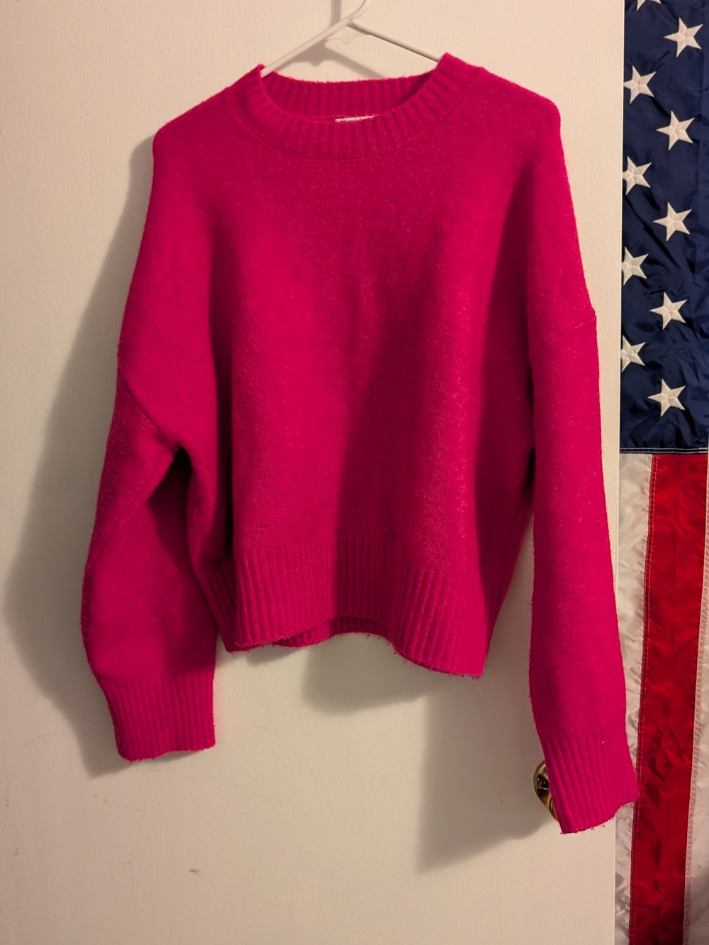 Zara Vibrant Hot Pink Crewneck Sweater